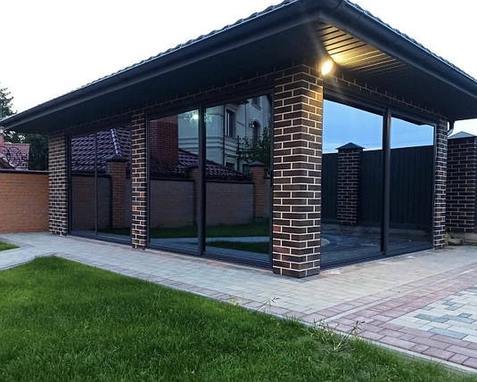 Розсувне скління альтанки з широкими стулками, фото 1