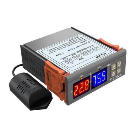 Подвійний цифровий регулятор температури і вологості STC-3028 з датчиком 110 ~ 240В Термореле Термоконтролер