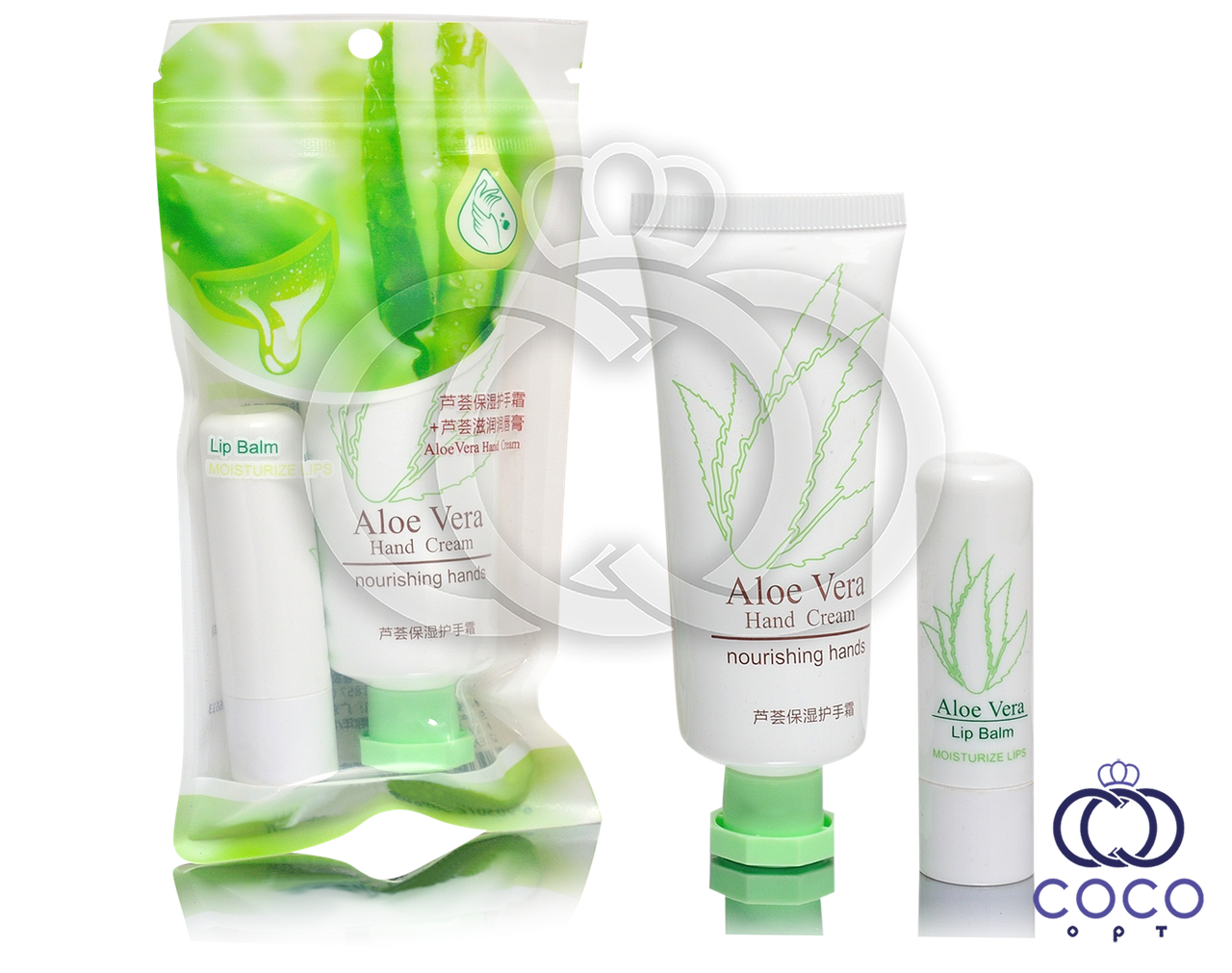 Набір крем для рук і гігієнічна помада для губ Aloe Vera з екстрактом Алое Віра 40 ml, g 2.7, фото 1
