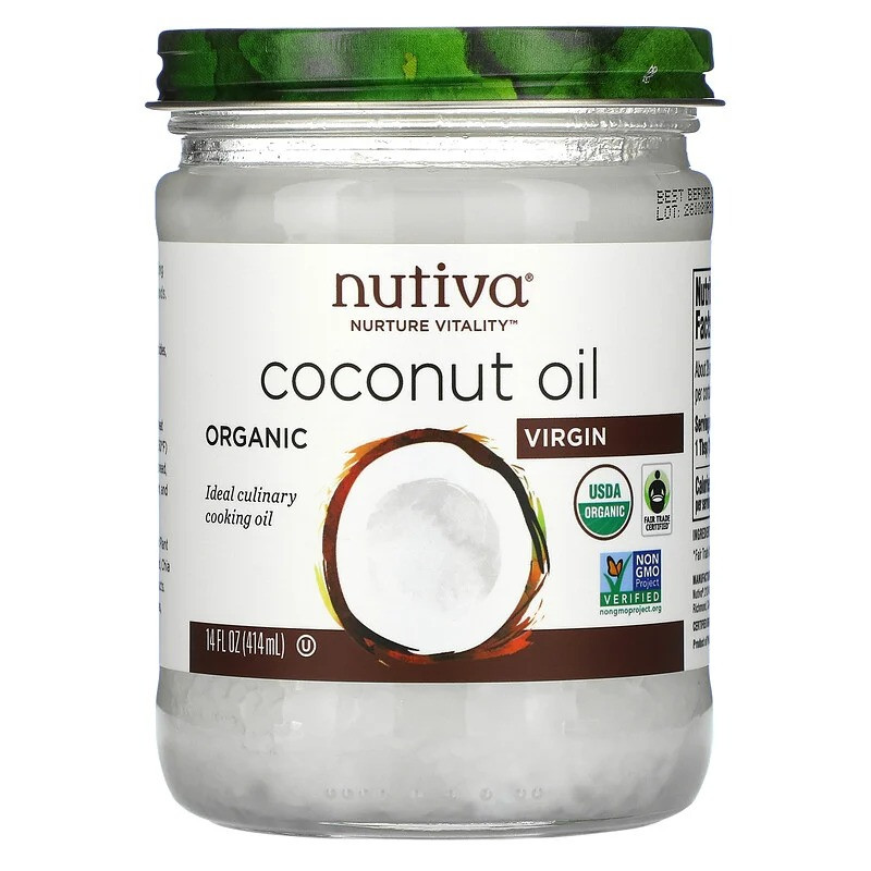 Органічне нерафіноване кокосове масло Nutiva Coconut Oil першого холодного віджиму для смаження 414 мл