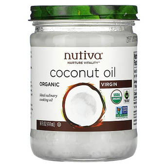 Органічне нерафіноване кокосове масло Nutiva Coconut Oil першого холодного віджиму для смаження 414 мл