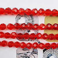 Кришталева намистина, куля, світло червона, 8 мм