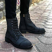 Мужские черные высокие демисезонные ботинки на шнуровке, Турция