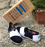 Мужские белые с синим летние текстильные эспадрильи Toms