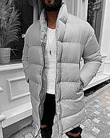 Мужская серая зимняя теплая удлиненная куртка-парка, Турция