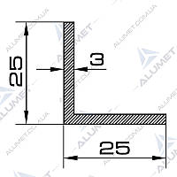 Кутник алюмінієвий 25х25х3 мм без покриття