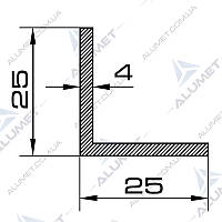 Кутник алюмінієвий 25х25х4 мм без покриття