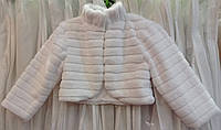 Теплая белая детская шубка (курточка) с воротником-стойкой, искусственный мех, размер 32/34