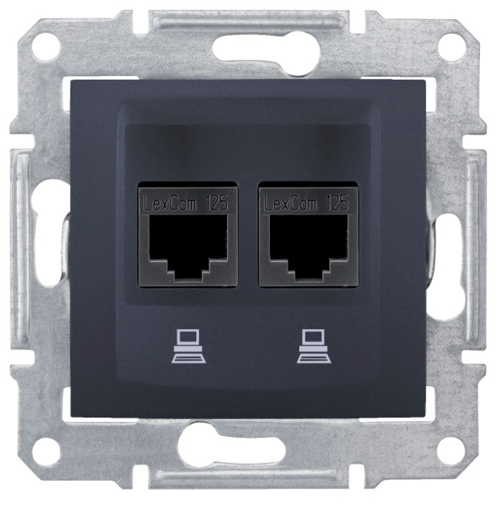 Sedna розетка подвійна комп'ютерна RJ45 UTP Cat.5e графіт Schneider Electric, SDN4400170