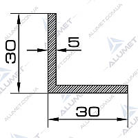 Кутник алюмінієвий 30х30х5 мм без покриття