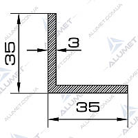 Кутник алюмінієвий 35х35х3 мм без покриття