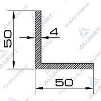 Кутник алюмінієвий 50х50х4 мм без покриття