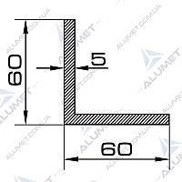 Кутник алюмінієвий 60х60х5 мм без покриття