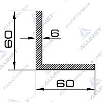 Кутник алюмінієвий 60х60х6 мм без покриття