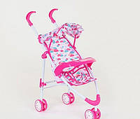 Детская игрушечная металлическая прогулочная коляска для кукол и пупсов c козырьком трехколесная Облака 5828