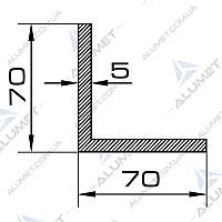 Кутник алюмінієвий 70х70х5 мм без покриття