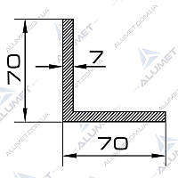 Кутник алюмінієвий 70х70х7 мм без покриття