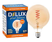 Лампа світлодіодна DELUX Globe G125 6Вт E27 2200К amber spiral filament