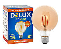 Лампа светодиодная DELUX Globe G95 6Вт E27 2700К amber filament