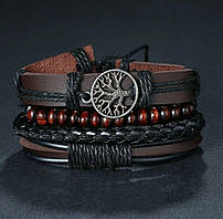Набір шкіряних чоловічих браслетів — чоловічий браслет Дерево життя