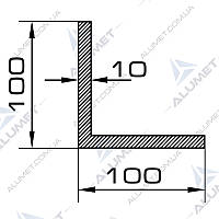 Кутник алюмінієвий 100х100х10 мм без покриття