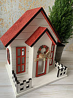 Декор "Новорічний будиночок з червоним дахом", 22х18х15 см