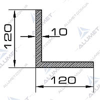 Кутник алюмінієвий 120х120х10 мм без покриття