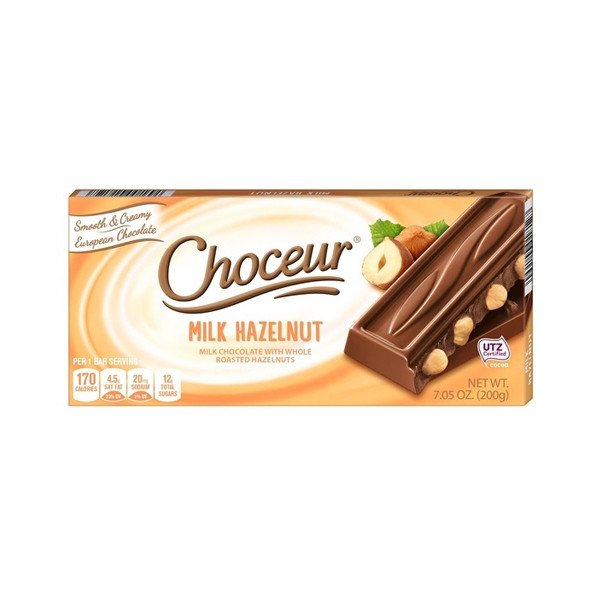 Шоколадка "Choceur Milk Hazelnut" 200 гр. Шоколад "Choceur" з цілим лісовим горіхом.
