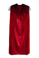 Длинный бархатный красный плащ с капюшоном и вуалью костюм Ведьмы на Хеллоуин