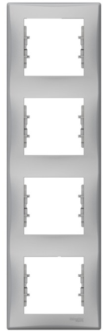 Sedna рамка чотиримісна вертикальна алюміній Schneider Electric, SDN5802060, фото 1