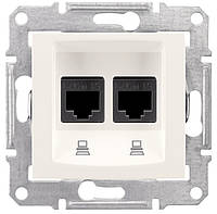 Sedna розетка двойная компьютерная RJ45 UTP Cat.5e слоновая кость Schneider Electric, SDN4400123