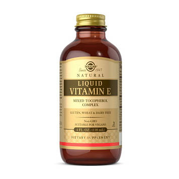 Рідкий Вітамін Е і комплекс токоферолів Солгар / Solgar Liquid Vitamin E mixed tochopherol complex (118 ml)