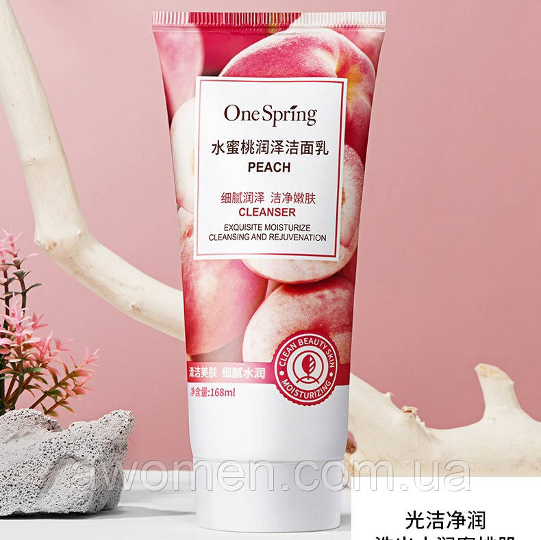 Уцінка! Пінка для обличчя One Spring Peach Face Cleanser з екстрактом персика 168 g (м'ятий тюбик)