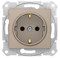Sedna розетка с заземлением с защитными шторками титан Schneider Electric, SDN3000168