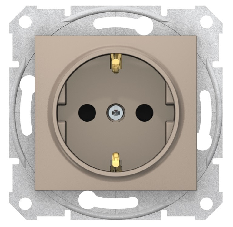 Sedna розетка з заземленням з захисними шторками титан Schneider Electric, SDN3000168