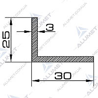 Кутник алюмінієвий 30х25х3 мм без покриття