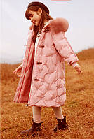 Зимнее пальто на девочку с капюшоном 6-7 лет рост 116-122