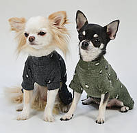 Теплая модная одежда для собак трикотажный костюм черный рваный без застежек без капюшона унисекс 4