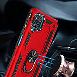 Протиударний чохол Serge Ring для Samsung Galaxy A22 4G червоний, ударостійкий чохол на Самсунг А22 з кільцем, фото 2