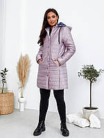 Стеганое женское пальто ткань плащёвка Лаке + синтепон 150 размеры 48-50,52-54