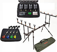 Комплект №4 ПІД ПІД НАБІР Сигналізатори + пейджер 4шт + Свінгер 4шт Weida SAMS FISH FOX + чохол