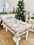 Скатертина на стіл Новорічна "Гостинці Санти" 137 х 280 см., гобеленова, золотий люрекс, фото 7
