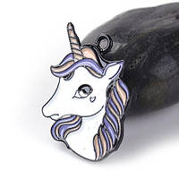 Подвеска Finding Кулон единорог Чорна емаль мікс 30 мм x 27 мм