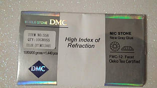 SS6 Стрази термоклеевие дмс (dmc Китай) JET MS124AB, чорний голограма, 2мм/1440шт