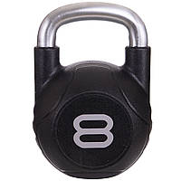 Гиря гумова з хромованою ручкою Zelart TA-2681-8 вага 8 кг чорний