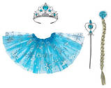 Карнавальний набір "Ельза" (холодне серце) (спідниця, косичка, корона, паличка) 36698, фото 2