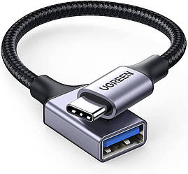 Кабель Ugreen Type-C to USB 3.0 OTG адаптер у нейлоновому обплетенні 15СМ Black (US378)