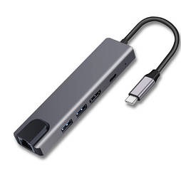 USB Концентратор 5 в 1 RJ45 HDMI 4K USB 3.0 USB 2.0 100 Вт pd 3.0