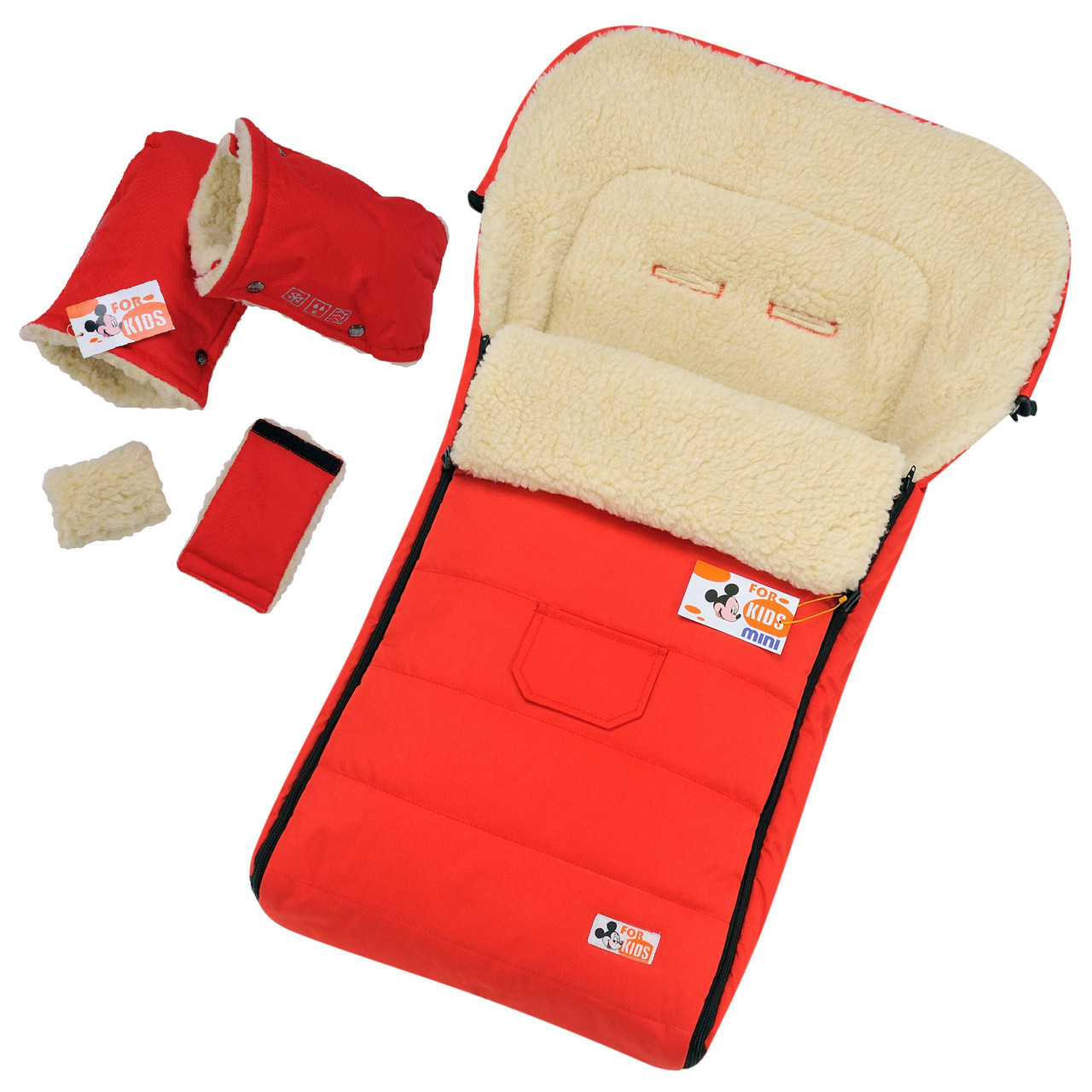 Комплект 2в1 муфти та конверт Mini For Kids чохол на овчині в коляску чохол у люльку конверт на санки