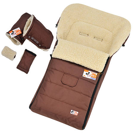 Комплект 2в1 муфти та конверт Mini For Kids чохол на овчині в коляску чохол у люльку конверт на санки, фото 1